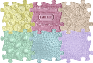 Orthopädische Strukturmatten Muffik Small-Set Pastellfarbe - 6 Teile für taktile Wahrnehmung