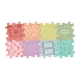 MUFFIK Orthopädische Strukturmatten Regenbogen Pastel Set - 8 Teile für taktile Wahrnehmung - Barfußpfad
