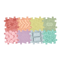 MUFFIK Orthopädische Strukturmatten Regenbogen Pastel Set - 8 Teile für taktile Wahrnehmung - Barfußpfad